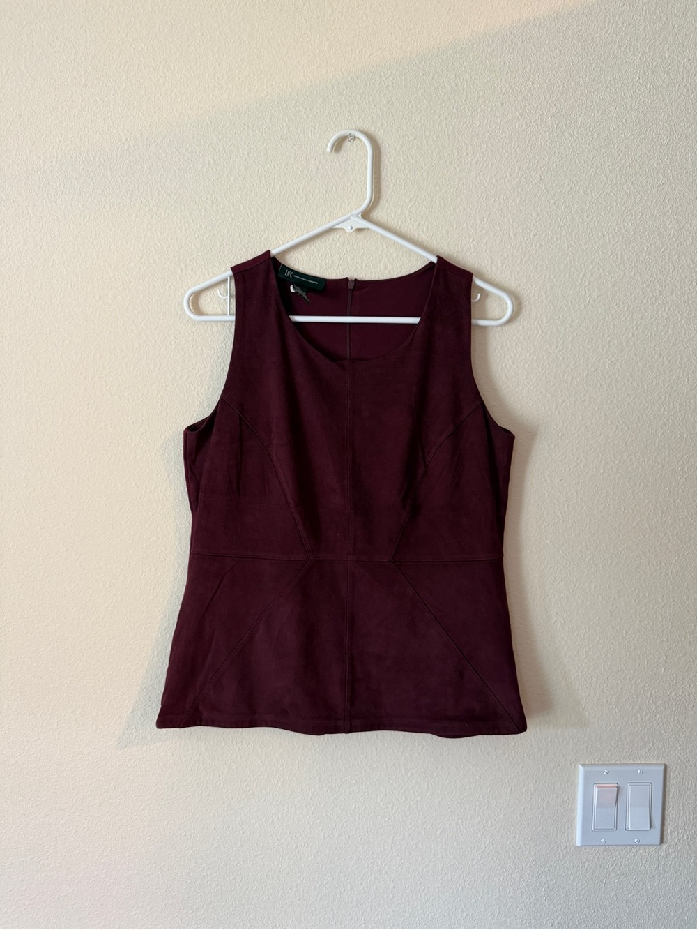 INC International Concepts Sleeveless Faux-Suede Top in Wine